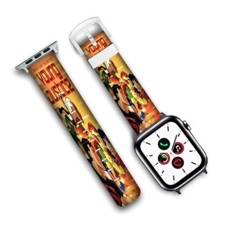 Pastele Young Justice 2010 Poster Wall Decor Custom Personalized Apple Watch Band Genuine Leather Watch Band Replacement 38mm 40mm 42mm 44mm