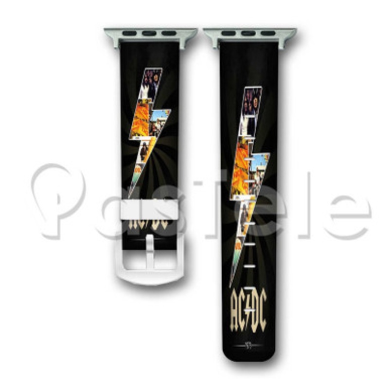 ACDC Custom Personalized Apple Watch Band 38mm 40mm 42mm 44mm Leather PU