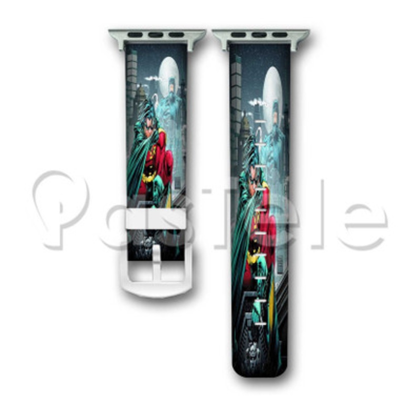 Batman and Robin Custom Personalized Apple Watch Band 38mm 40mm 42mm 44mm Leather PU