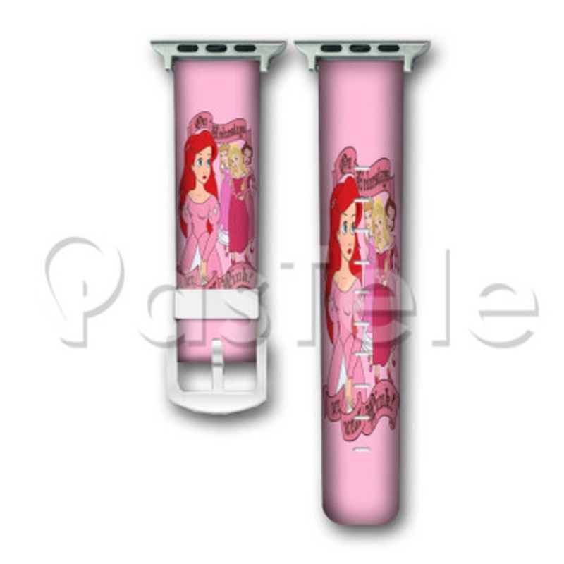 Disney Princesses Pink Custom Personalized Apple Watch Band 38mm 40mm 42mm 44mm Leather PU
