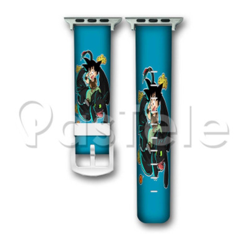 Goku Dragon Ball and Toothless Custom Personalized Apple Watch Band 38mm 40mm 42mm 44mm Leather PU