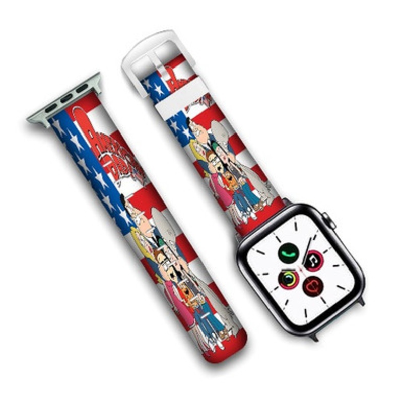 Pastele American Dad Custom Personalized Apple Watch Band Genuine Leather Watch Band Replacement 38mm 40mm 42mm 44mm
