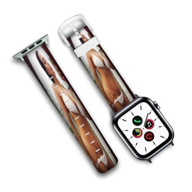 Pastele Ashley Graham Custom Personalized Apple Watch Band Genuine Leather Watch Band Replacement 38mm 40mm 42mm 44mm