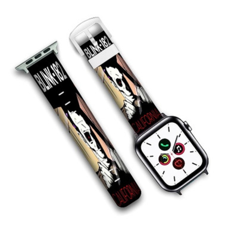 Pastele Blink 182 California Custom Personalized Apple Watch Band Genuine Leather Watch Band Replacement 38mm 40mm 42mm 44mm