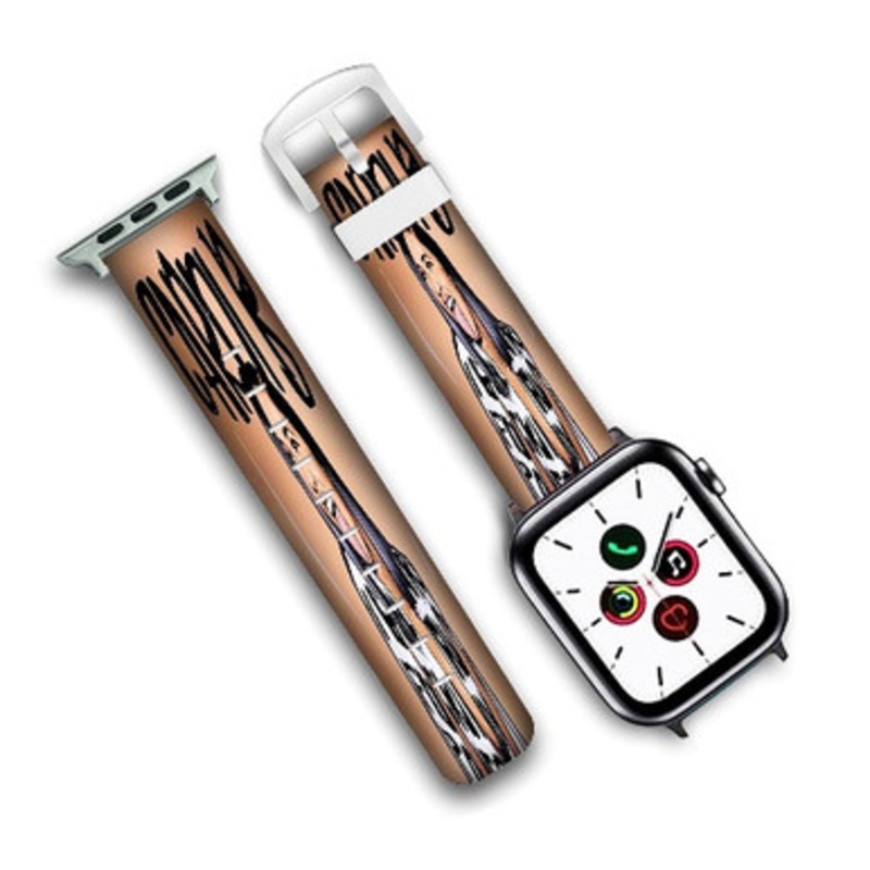 Pastele Cardi B Custom New Personalized Apple Watch Band Genuine Leather Watch Band Replacement 38mm 40mm 42mm 44mm