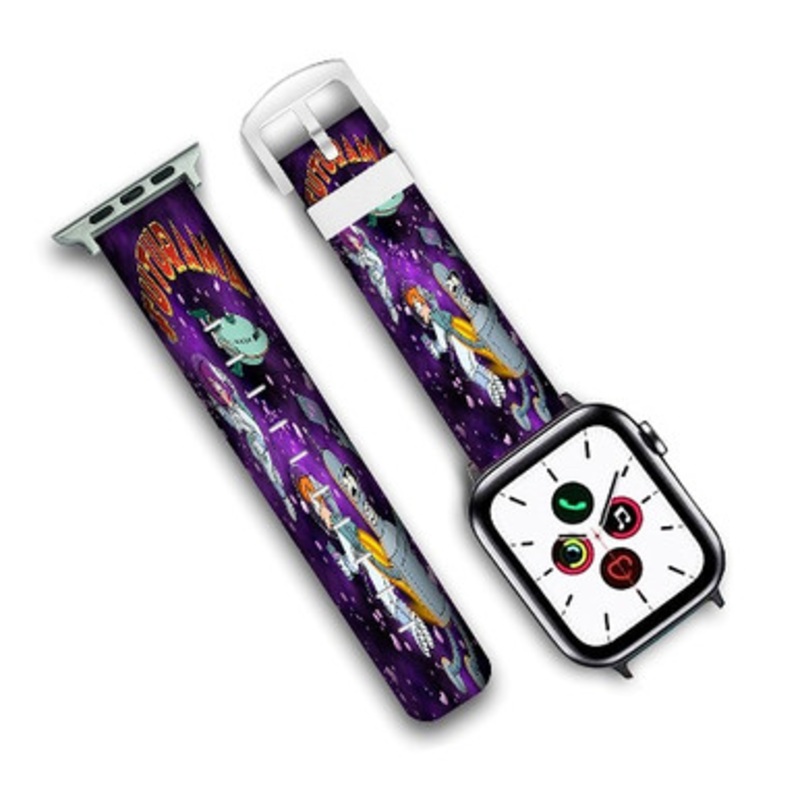 Pastele Futurama Purple Custom Personalized Apple Watch Band Genuine Leather Watch Band Replacement 38mm 40mm 42mm 44mm