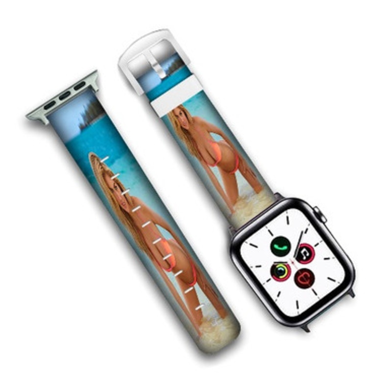 Pastele Kate Upton Beach Custom Personalized Apple Watch Band Genuine Leather Watch Band Replacement 38mm 40mm 42mm 44mm