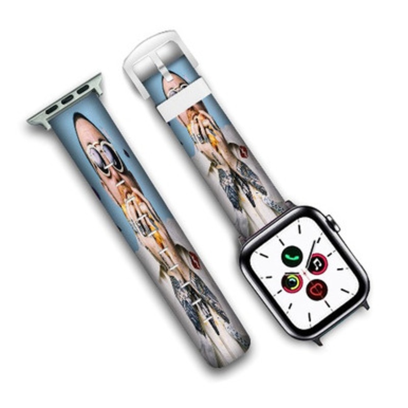 Pastele Mac Miller Custom Personalized Apple Watch Band Genuine Leather Watch Band Replacement 38mm 40mm 42mm 44mm