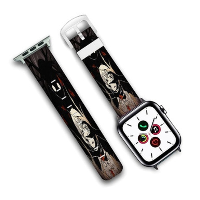 Pastele Over The Garden Art Custom Personalized Apple Watch Band Genuine Leather Watch Band Replacement 38mm 40mm 42mm 44mm