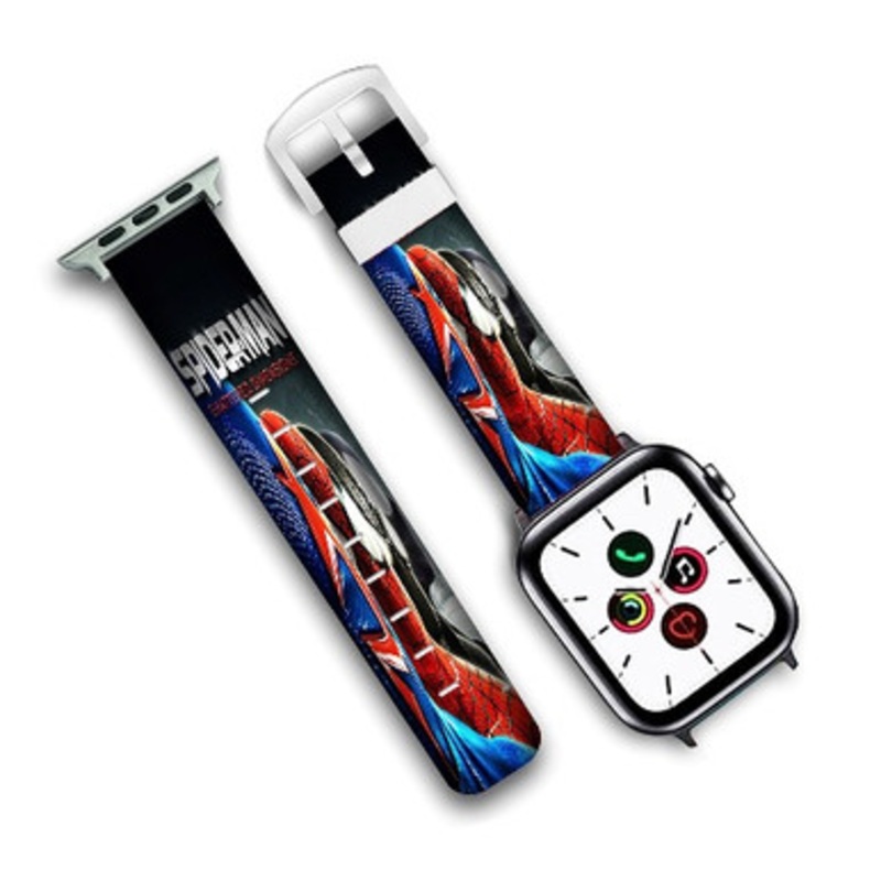 Pastele Spider Man Shattered Dimensions Custom Personalized Apple Watch Band Genuine Leather Watch Band Replacement 38mm 40mm 42mm 44mm