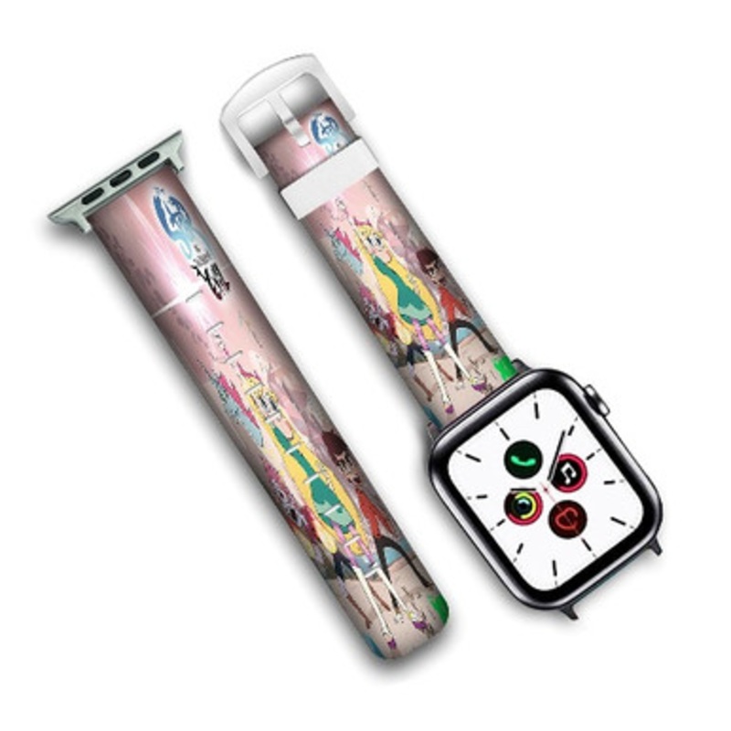 Pastele Star vs The Forces of Evil Custom Personalized Apple Watch Band Genuine Leather Watch Band Replacement 38mm 40mm 42mm 44mm