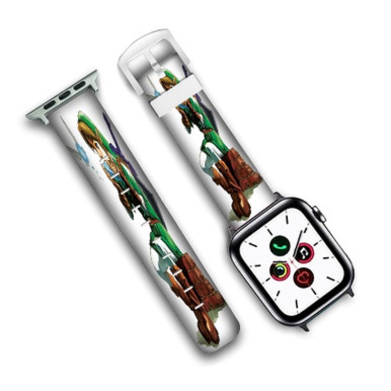 Pastele The Legend of Zelda Ocarina of Time Link Custom Personalized Apple Watch Band Genuine Leather Watch Band Replacement 38mm 40mm 42mm 44mm