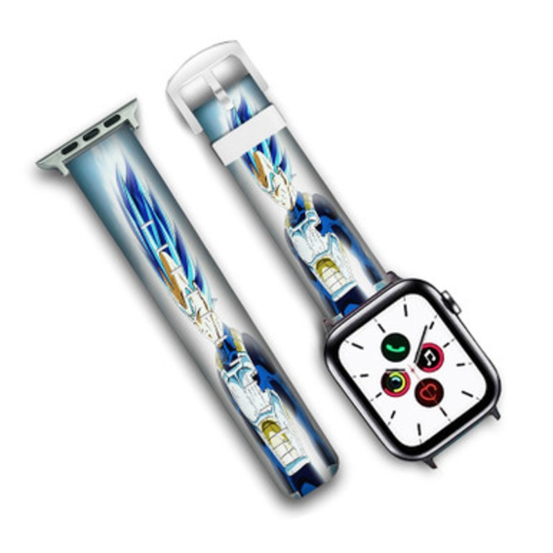 Pastele Vegeta Super Saiyan Blue Custom Personalized Apple Watch Band Genuine Leather Watch Band Replacement 38mm 40mm 42mm 44mm