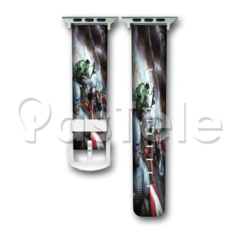 The Marvel Comics The Avengers Superhero Custom Personalized Apple Watch Band 38mm 40mm 42mm 44mm Leather PU