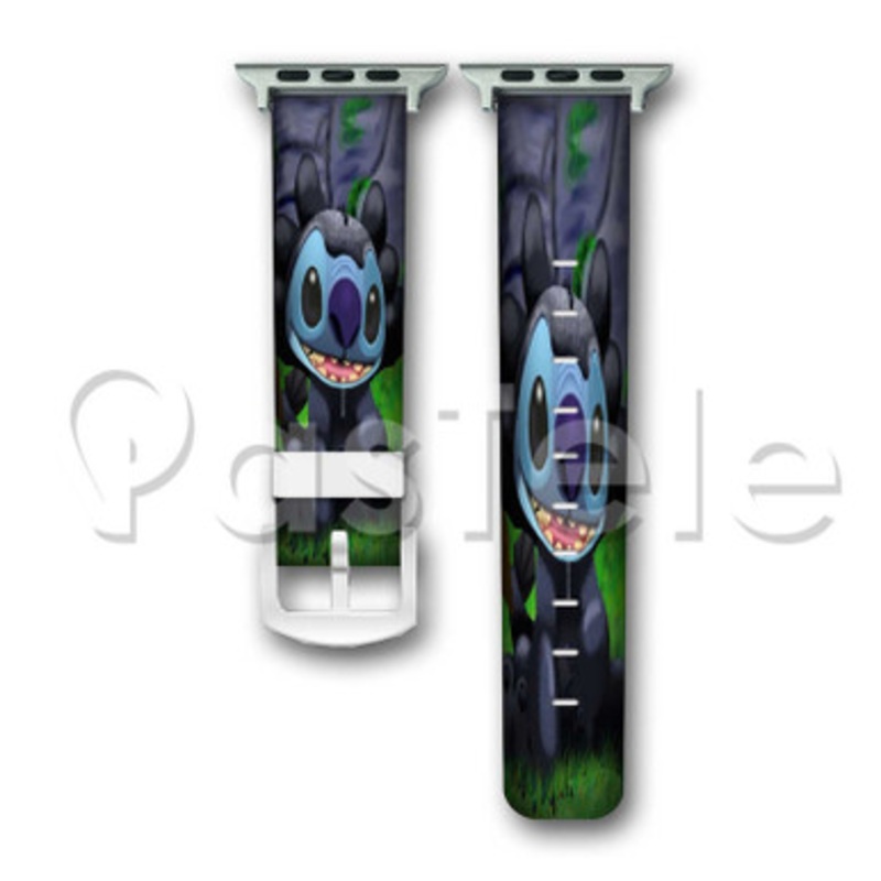 Disney Stitch as Toothless Custom Personalized Apple Watch Band 38mm 40mm 42mm 44mm Leather PU