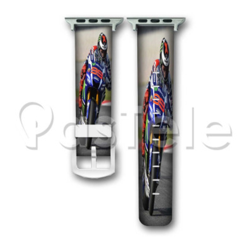Jorge Lorenzo 99 Movistar Yamaha Custom Personalized Apple Watch Band 38mm 40mm 42mm 44mm Leather PU