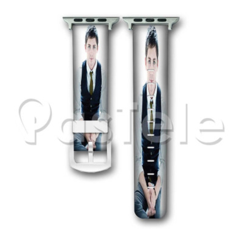 Logan Lerman Custom Personalized Apple Watch Band 38mm 40mm 42mm 44mm Leather PU