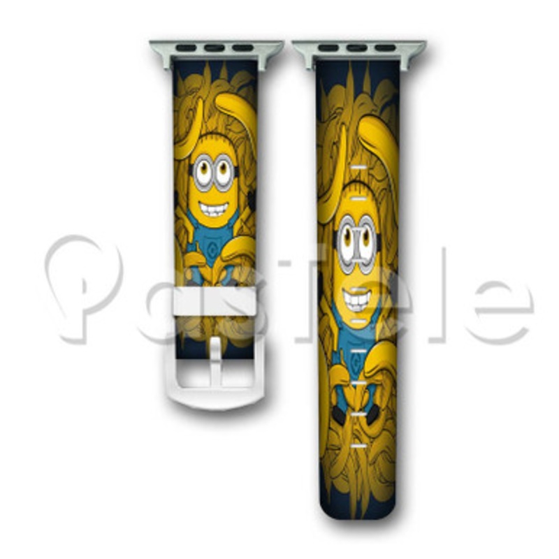 Minions Banana Custom Personalized Apple Watch Band 38mm 40mm 42mm 44mm Leather PU