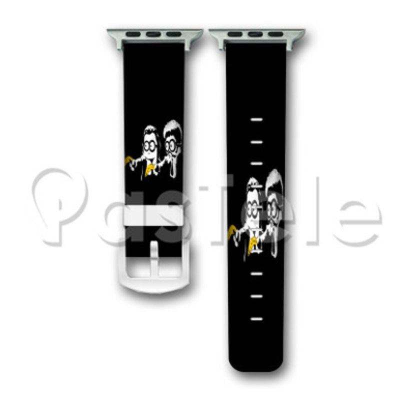 Minions Pulp Fictions Custom Personalized Apple Watch Band 38mm 40mm 42mm 44mm Leather PU