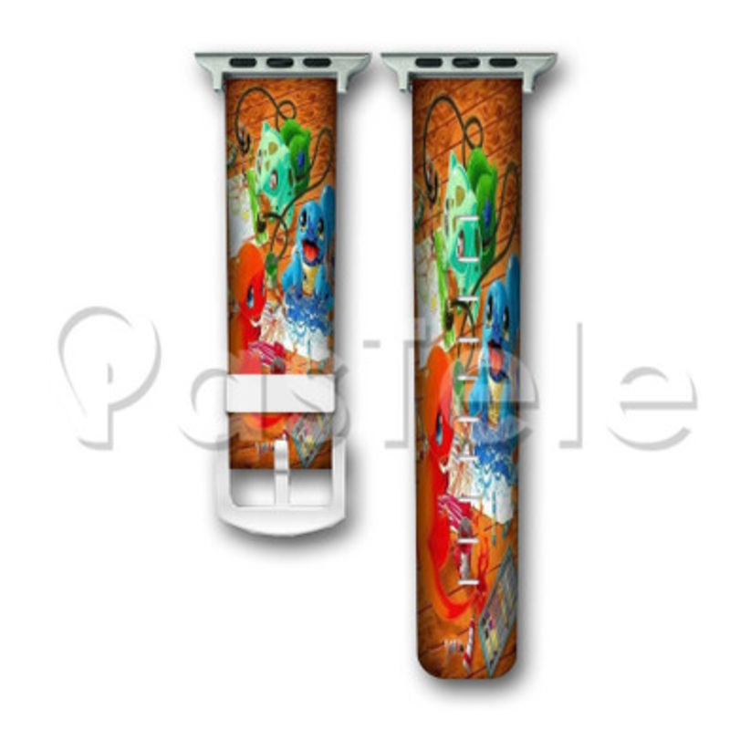 Pokemon The Starter Charmander Venusaur Squirtle Custom Personalized Apple Watch Band 38mm 40mm 42mm 44mm Leather PU