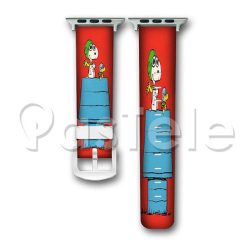 Snoopy Flying Aces Custom Personalized Apple Watch Band 38mm 40mm 42mm 44mm Leather PU