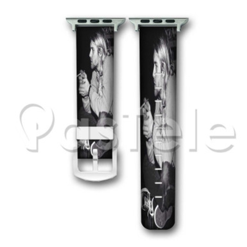 Kurt Cobain Nirvana 2 Custom Personalized Apple Watch Band 38mm 40mm 42mm 44mm Leather PU