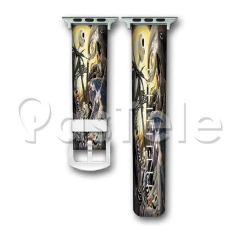 Nightmare Before Christmas and Corpse Bride Custom Personalized Apple Watch Band 38mm 40mm 42mm 44mm Leather PU