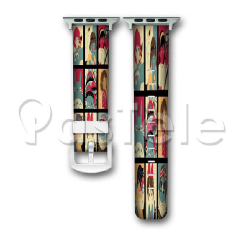 Studio Ghibli Characters Pop Custom Personalized Apple Watch Band 38mm 40mm 42mm 44mm Leather PU