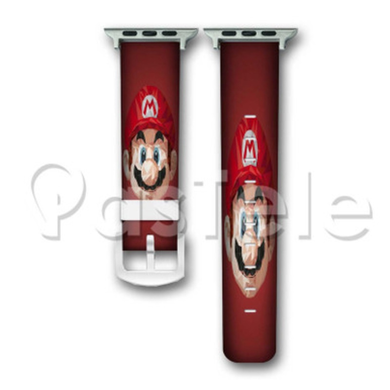 Super Mario Art Custom Personalized Apple Watch Band 38mm 40mm 42mm 44mm Leather PU