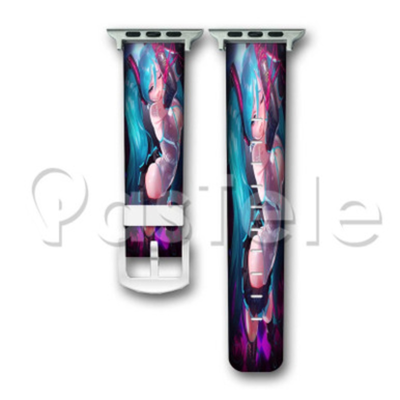 Vocaloid Sexy Hatsune Miku Custom Personalized Apple Watch Band 38mm 40mm 42mm 44mm Leather PU