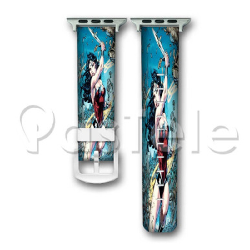 Wonder Woman Superhero Custom Personalized Apple Watch Band 38mm 40mm 42mm 44mm Leather PU