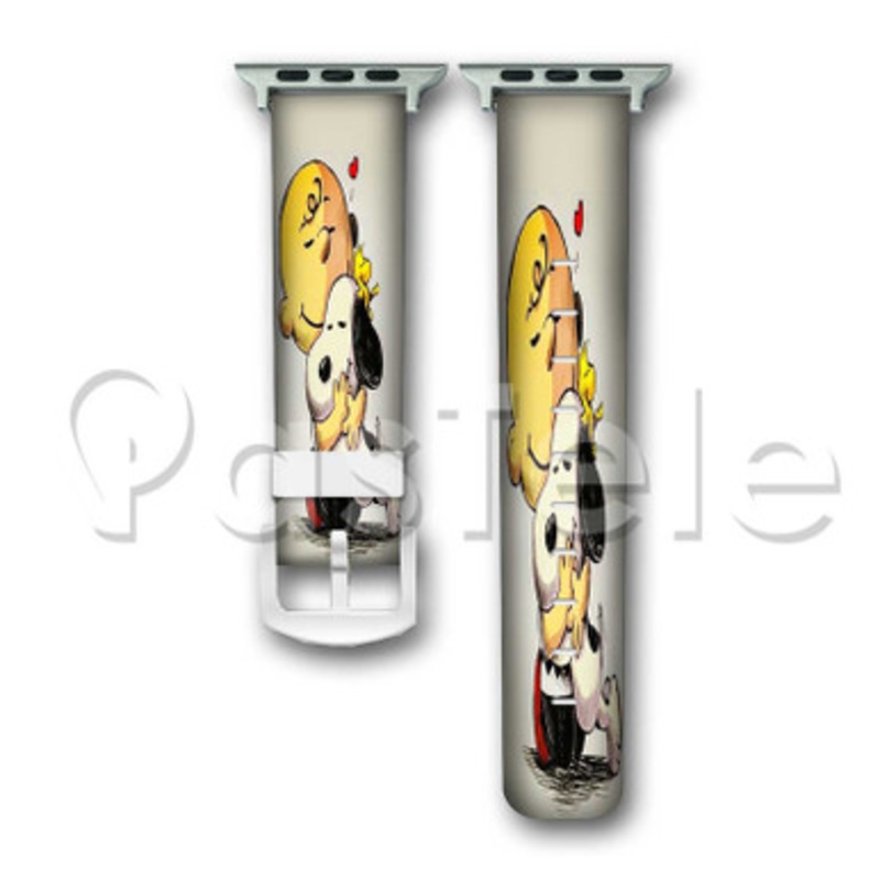 Woodstock Snoopy and Charlie Brown Custom Personalized Apple Watch Band 38mm 40mm 42mm 44mm Leather PU