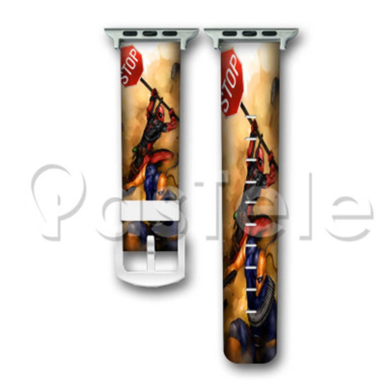 Deadpool vs Deathstroke Custom Personalized Apple Watch Band 38mm 40mm 42mm 44mm Leather PU
