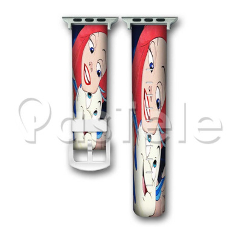 Disney Ariel and Flounder The Little Mermaid Custom Personaliez Apple Watch Band 38mm 40mm 42mm 44mm Leather PU