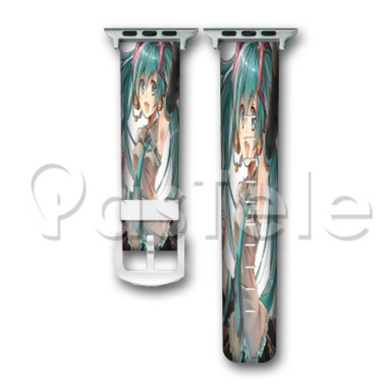 Hatsune Miku Vocaloid Custom Personalized Apple Watch Band 38mm 40mm 42mm 44mm Leather PU