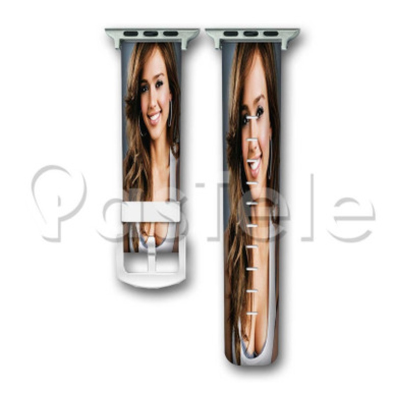 Jessica Alba Custom Personalized Apple Watch Band 38mm 40mm 42mm 44mm Leather PU