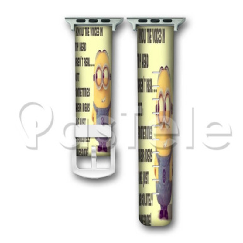 Minions Quotes Custom Personalized Apple Watch Band 38mm 40mm 42mm 44mm Leather PU