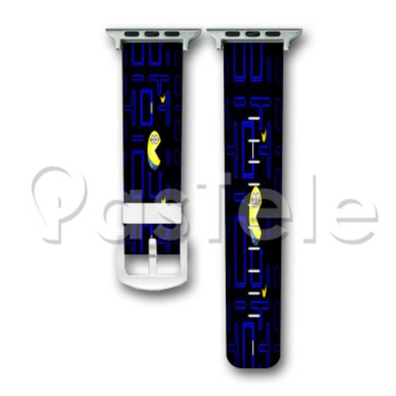 Pac Man Minions Custom Personalized Apple Watch Band 38mm 40mm 42mm 44mm Leather PU