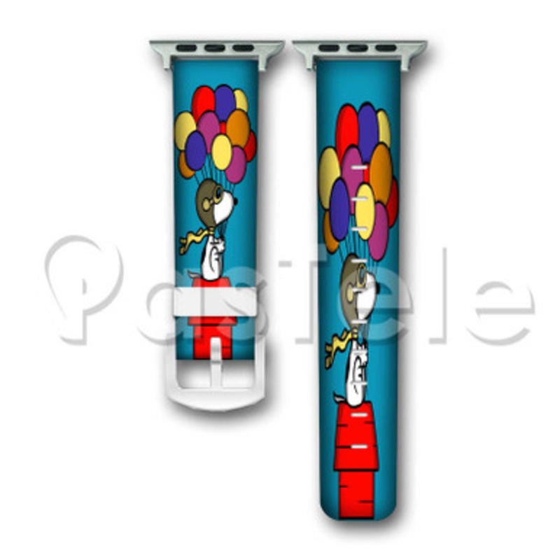 Snoopy The Peanut With Balloon Custom Personalized Apple Watch Band 38mm 40mm 42mm 44mm Leather PU