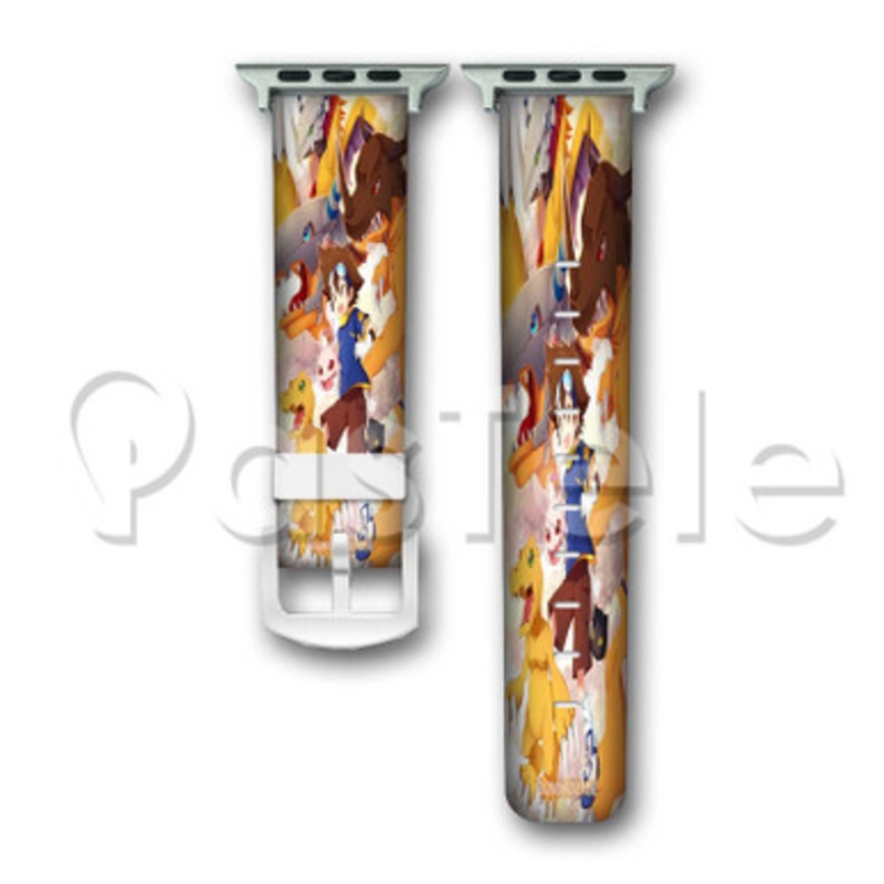 Taichi and Agumon Evolutions Digimon 2 Custom Personaliez Apple Watch Band 38mm 40mm 42mm 44mm Leather PU