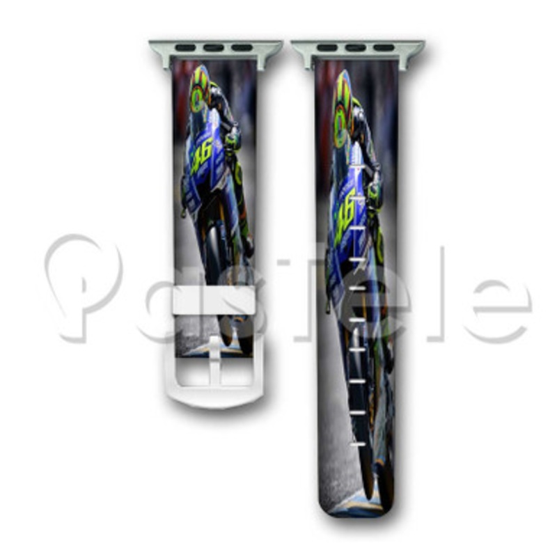 Valentino Rossi 46 Moto GP Custom Personalized Apple Watch Band 38mm 40mm 42mm 44mm Leather PU