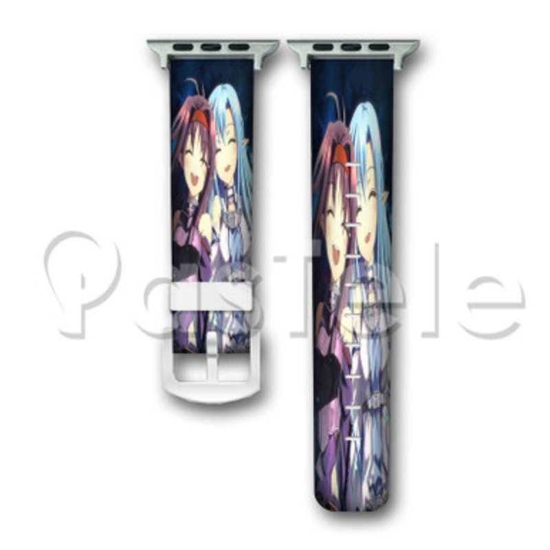 Asuna and Sinon Sword Art Online Custom Personaliez Apple Watch Band 38mm 40mm 42mm 44mm Leather PU