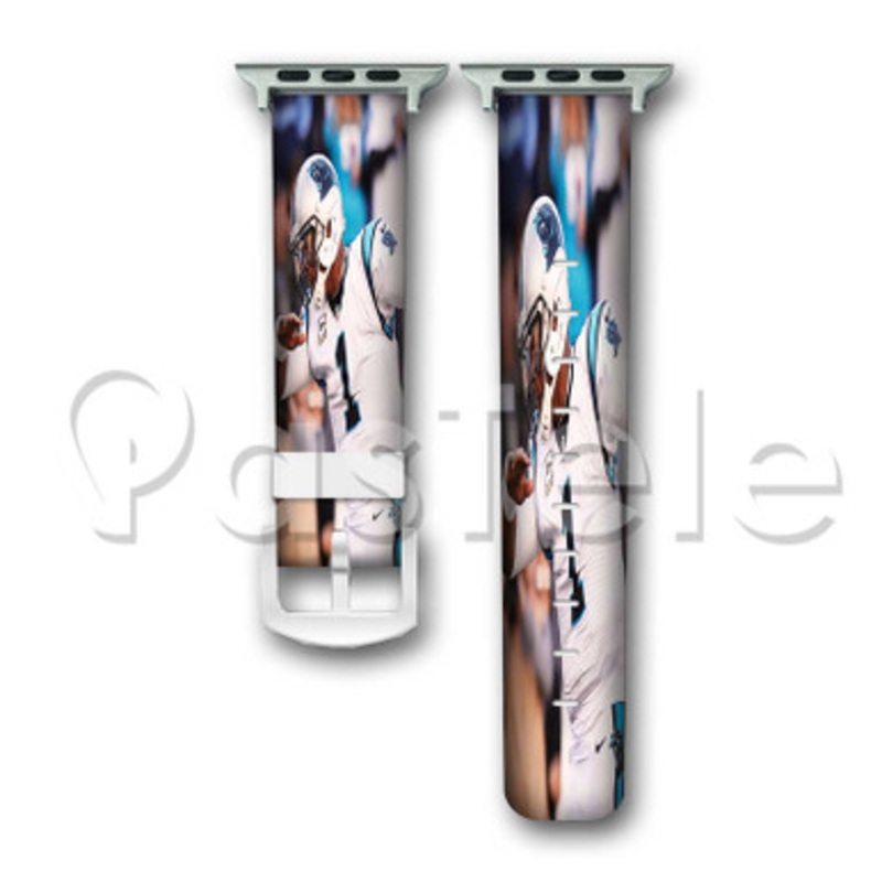 Cam Newton Carolina Phanters Custom Personaliez Apple Watch Band 38mm 40mm 42mm 44mm Leather PU