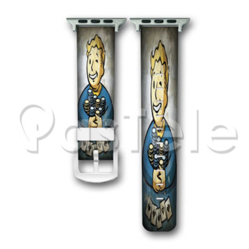 Fallout New Vegas Vault Boy Playing Card Custom Personaliez Apple Watch Band 38mm 40mm 42mm 44mm Leather PU