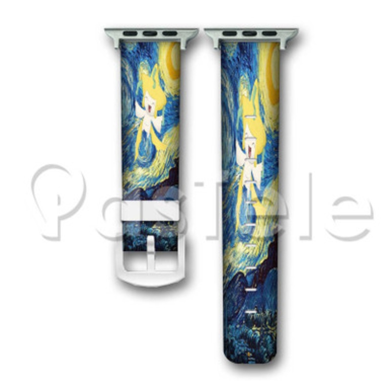 Jirachi Pokemon Starry Night Custom Personaliez Apple Watch Band 38mm 40mm 42mm 44mm Leather PU