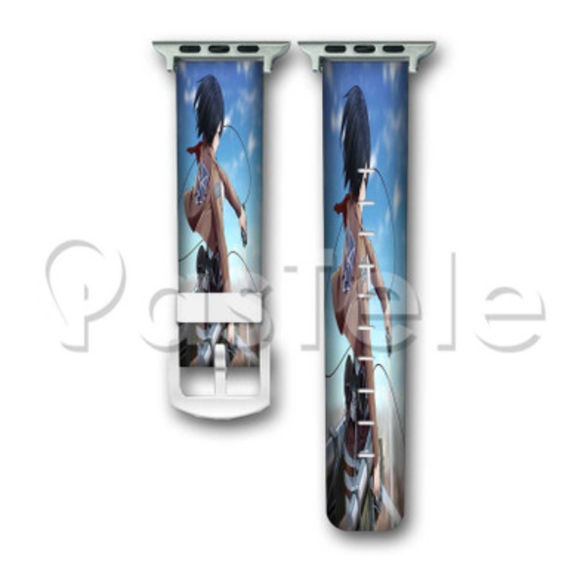 Mikasa Ackerman Shingeki no Kyojin Custom Personaliez Apple Watch Band 38mm 40mm 42mm 44mm Leather PU