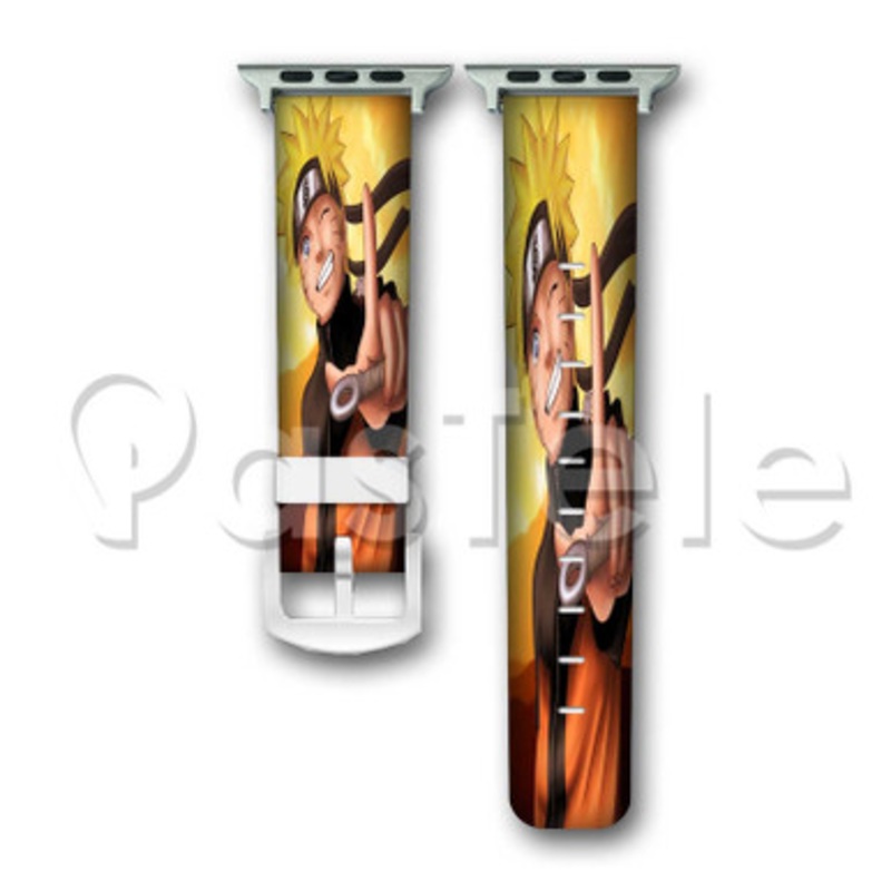 Naruto Shippuden Uzumaki Smile Custom Personaliez Apple Watch Band 38mm 40mm 42mm 44mm Leather PU