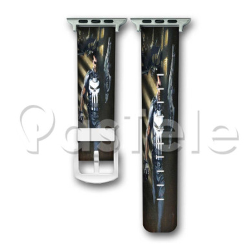 Punisher Daredevil Custom Personaliez Apple Watch Band 38mm 40mm 42mm 44mm Leather PU