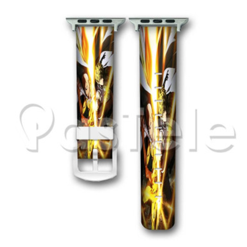 Saitama Genos One Punch Man Custom Personaliez Apple Watch Band 38mm 40mm 42mm 44mm Leather PU