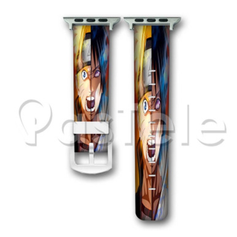 Sasuke Uchiha vs Naruto Uzumaki Custom Personaliez Apple Watch Band 38mm 40mm 42mm 44mm Leather PU